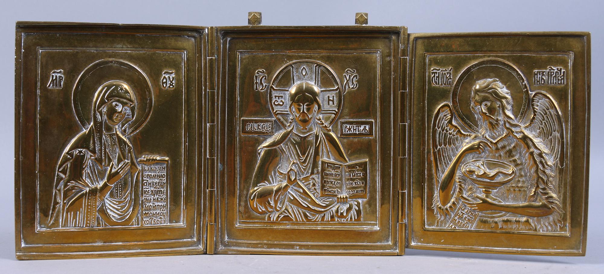 IKON, triptyk, mässing, Ryssland, 1900-tal.