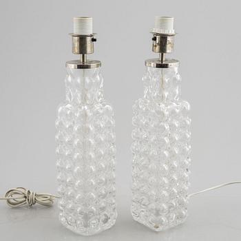 Carl Fagerlund, a pair model "2115" of table lamps, Orrefors, second half of the 20th century.