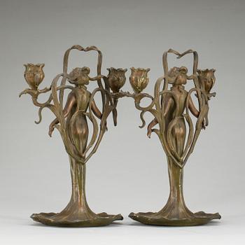 KANDELABRAR, ett par, Jugend.