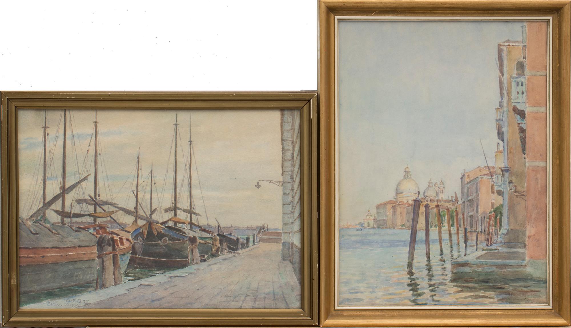 OKÄND KONSTNÄR, akvarell, 2 st. 1900-tal.