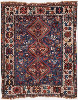 An antique Kamseh rug, c. 150 x 118 cm.