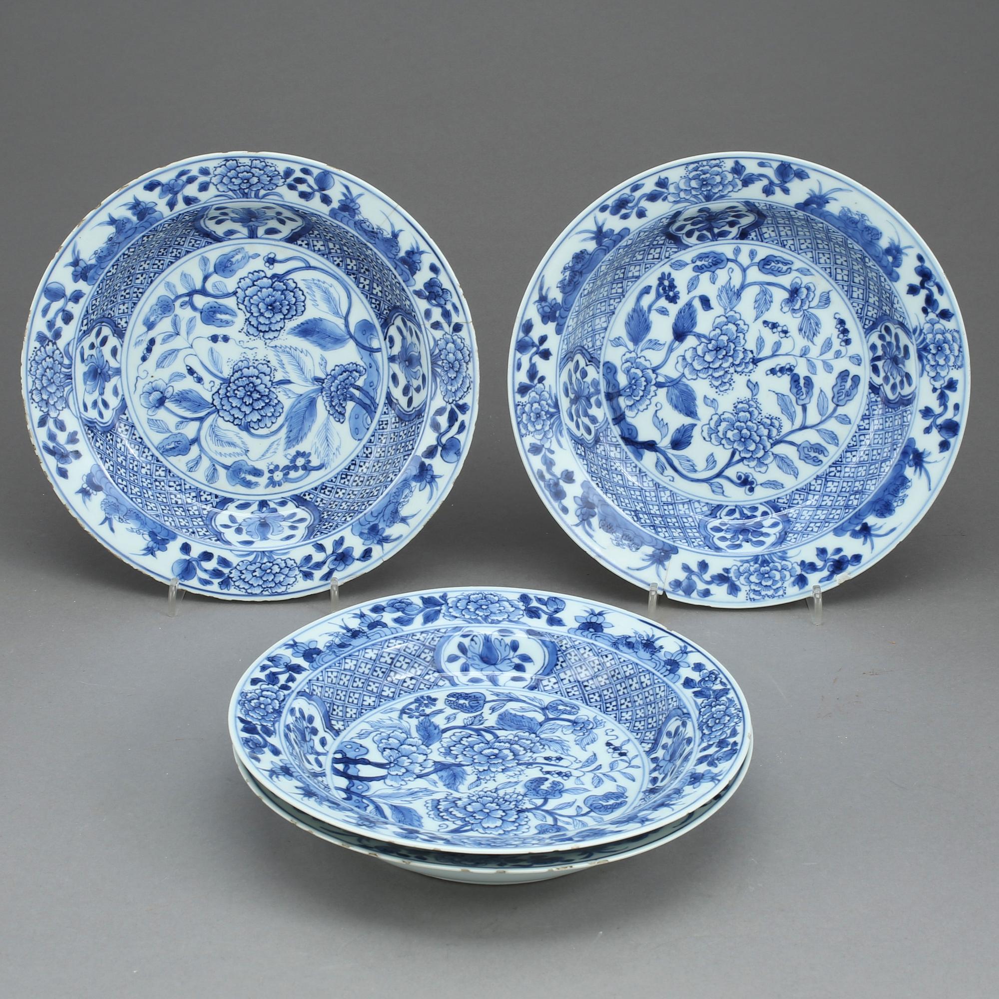 TALLRIKAR, 4 st, porslin, Kina, 1800-tal.