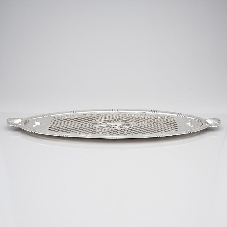 Georg Jensen, skaldjursbricka/ fiskfat, Köpenhamn 1920, 830/1000 silver, design nr 885.