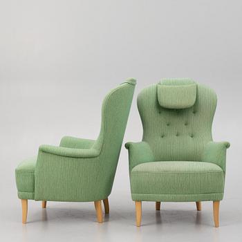 Carl Malmsten, a pair of jubilee edition "Farmor" armchairs, O.H.Sjögren, 2006.