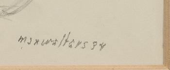 MAX WALTER SVANBERG, skiss, blyerts, signerad.