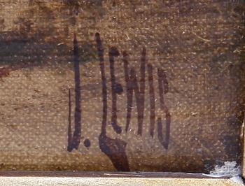 OKÄND KONSTNÄR, olja på duk, bär sign J. Lewis, England sent 1800-tal.