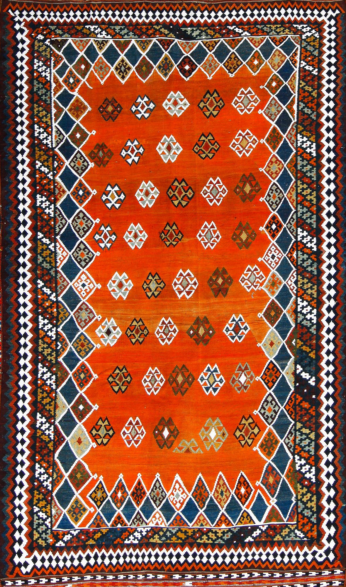 KELIM, old, Kasghai, ca 200x160 cm.