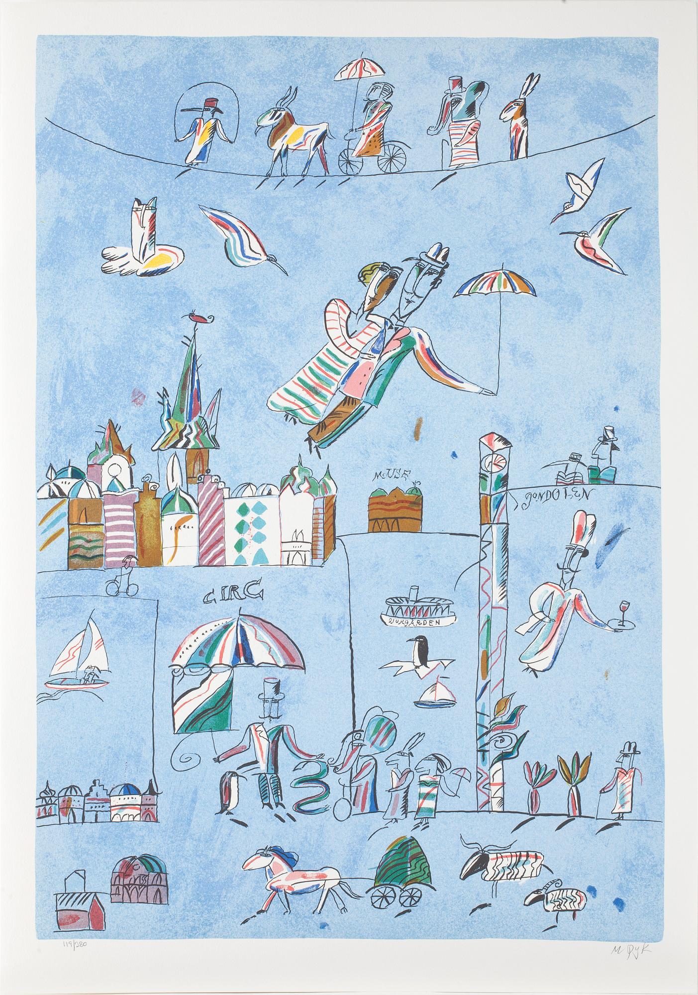 MADELEINE PYK, färglitografi, signerad och numrerad 119/380.