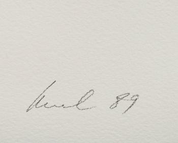 RAUL MEEL, färgserigrafi med konstnärens handavtryck direkt på pappret, signerad -89 och numrerad 20/60.