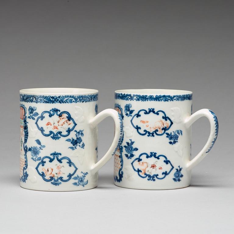 A pair of famille rose jugs, Qing dynasty, Qianlong (1736-95).