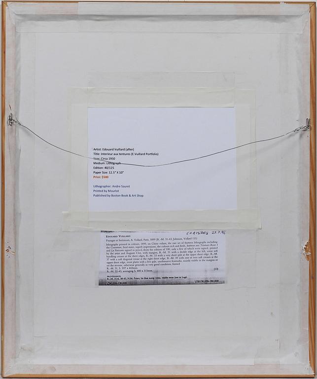 EDOUARD VUILLARD (efter), färglitografier, 2 st.