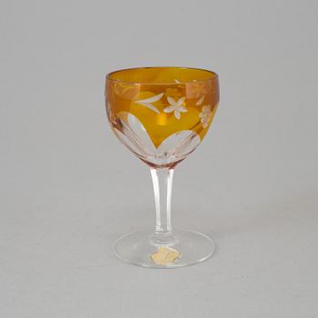 KARAFF samt 10 SHERRYGLAS, Åfors glasbruk, 1940-tal.