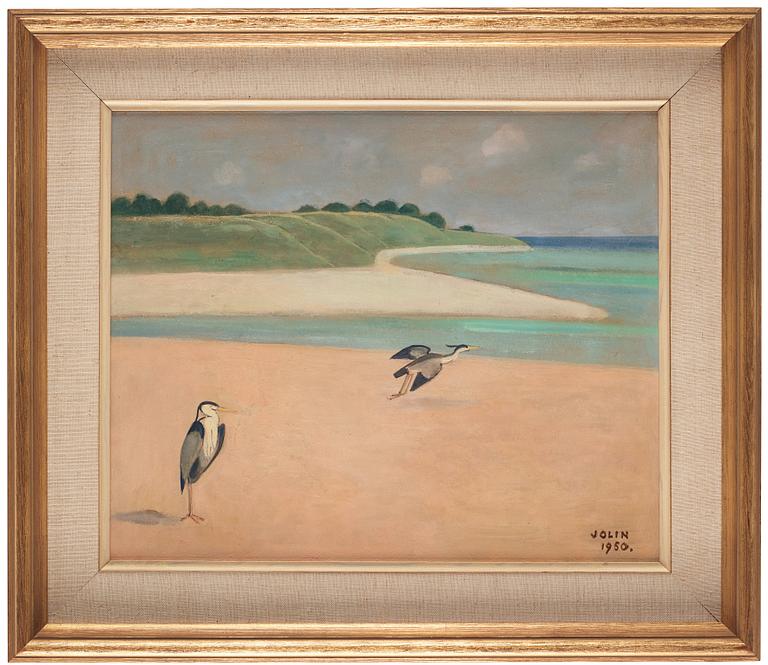 Einar Jolin, Herons on the beach.