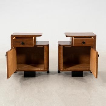 Bedside tables, a pair, Art Deco style, late 20th century.