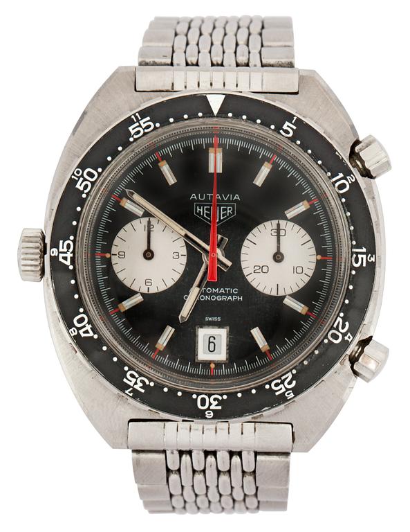 HEUER, 'Autavia' automatisk, kronograf, stål, ca 1970-tal.