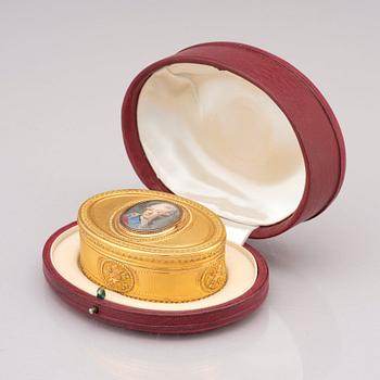 A Royal presentation gold box by Matthieu Philippe, Paris 1776-77, miniature of Gustaf III by Johan Georg Henrichsen.