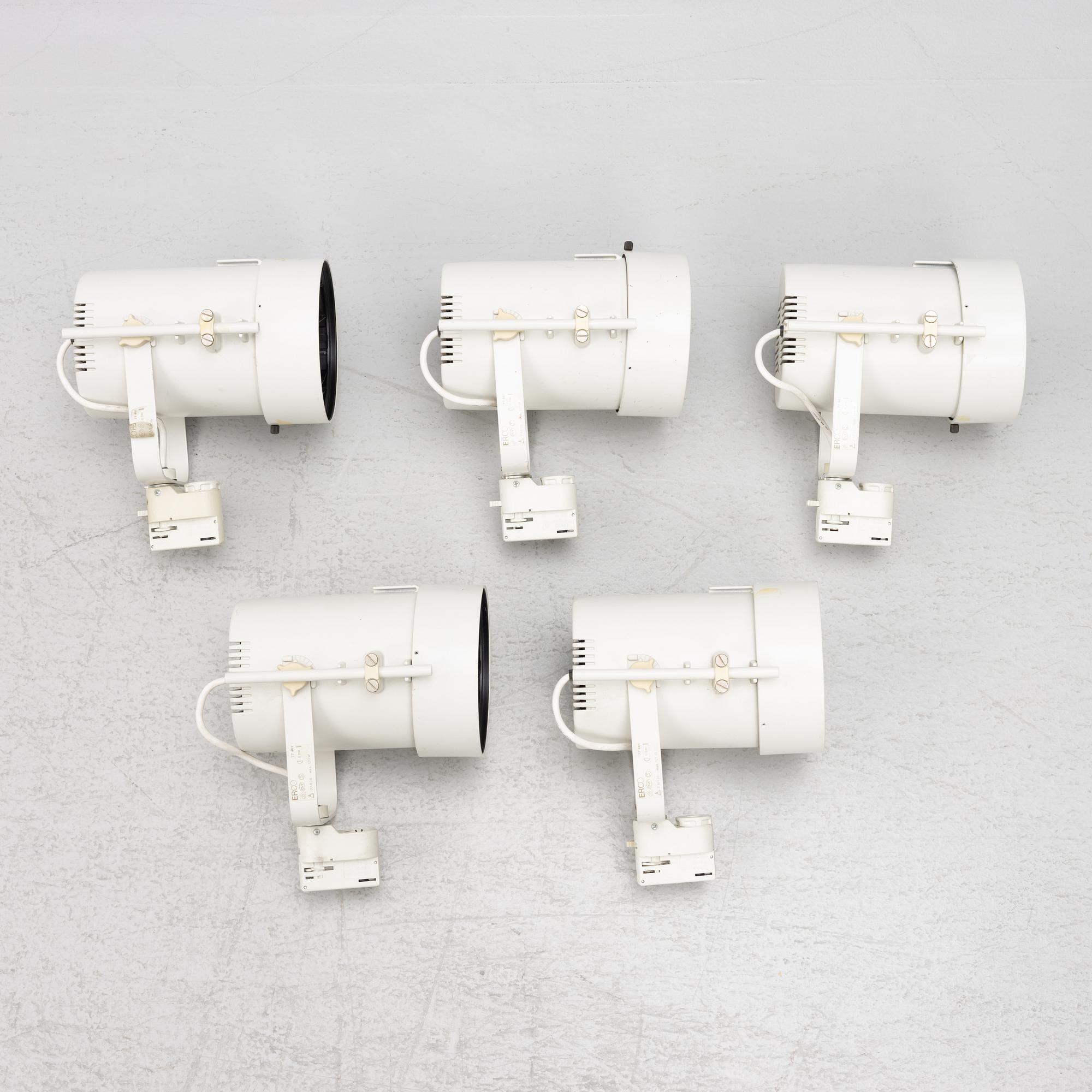 Five spotlights from Erco, end of the 20th century.