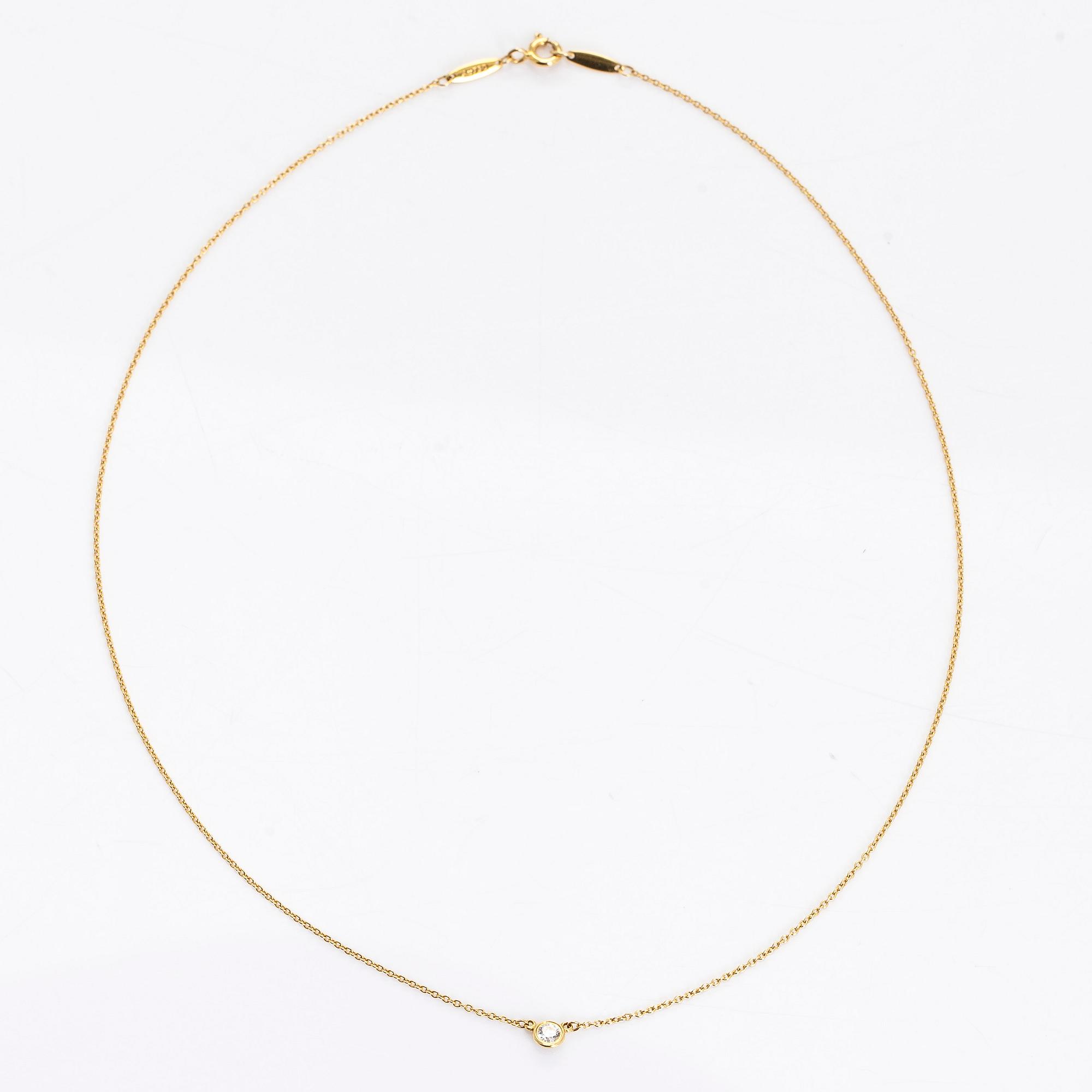 Tiffany & Co, Elsa Peretti, halsband, "Diamonds by the Yard", 18K guld med en briljantslipad diamant.