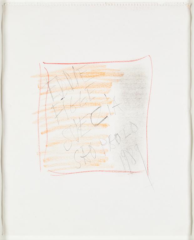 Eddie Figge, mixed media on paper, signed and dated 1989.