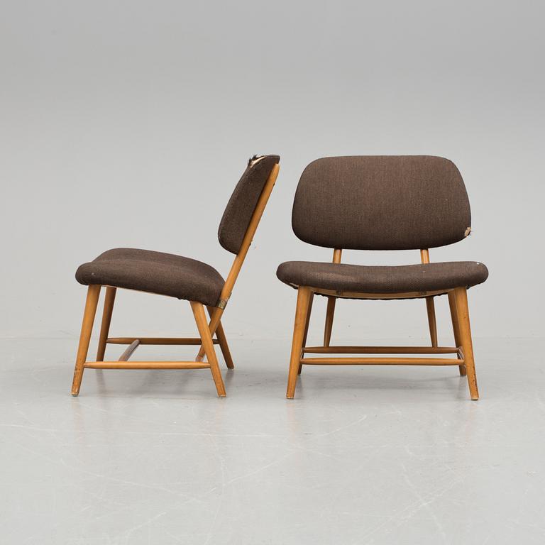FÅTÖLJER, ett par, "Te-Ve", Alf Svensson, Ljungs Industrier AB, 1950/60-tal.
