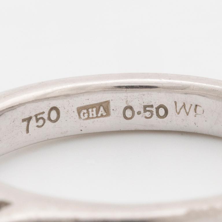 A ca 0.50 cts brilliant-cut diamond ring.