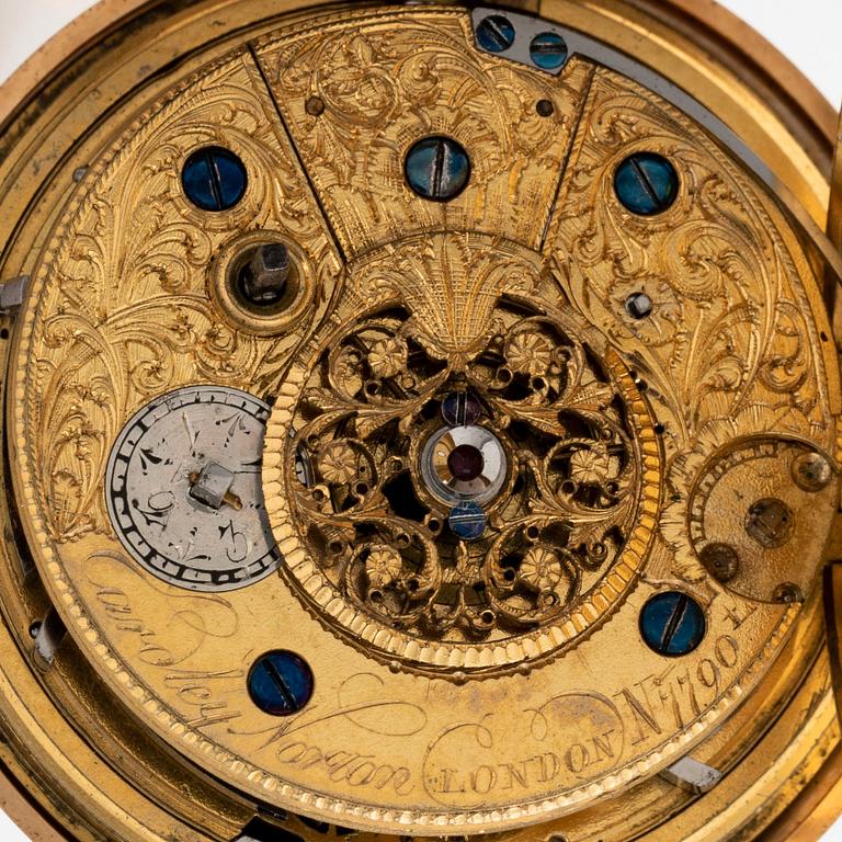 Fickur, av Eardley Norton (verksam i London 1760-94), "Calendar, Quarter Repeating", ca 1790.