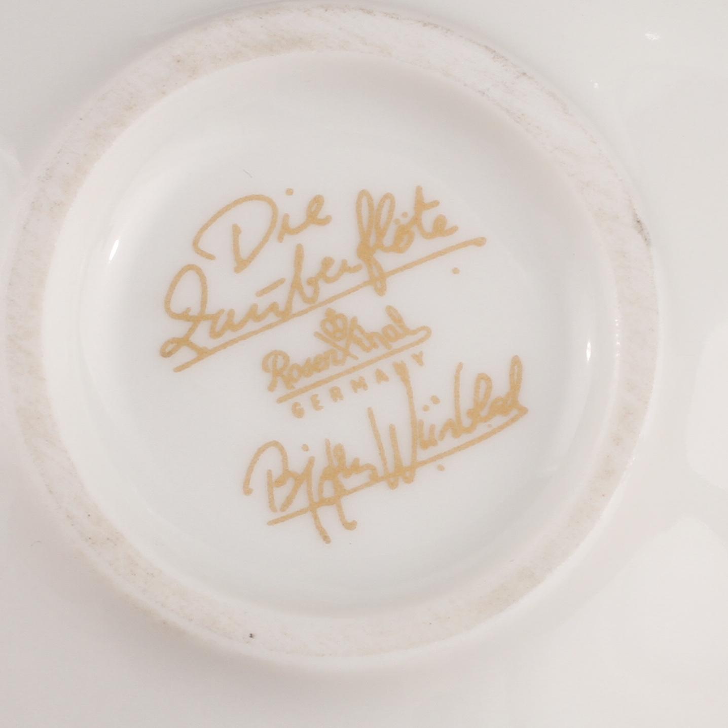 SERVISPORSLIN, 4 delar, "Die Zauberflöte", Björn Wiinblad, Rosenthal. 1900-talets senare del.