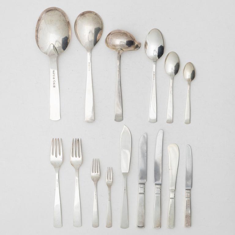 Jacob Ängman, bestickservis, silver, 118 delar, "Rosenholm", GAB, 1947-1952.