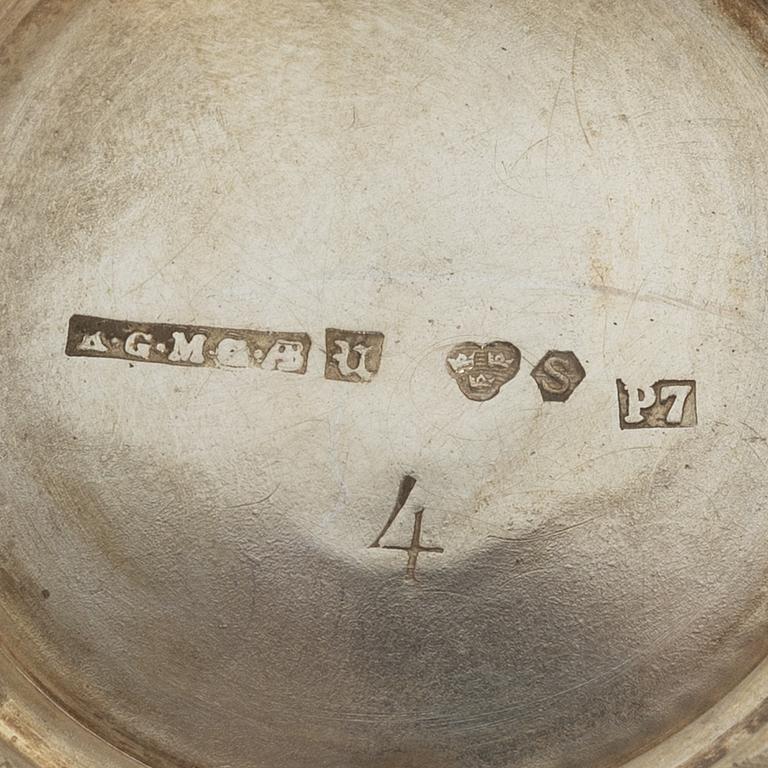 Bägare, 10 st, silver, KG Markström, Uppsala 1912-1924.