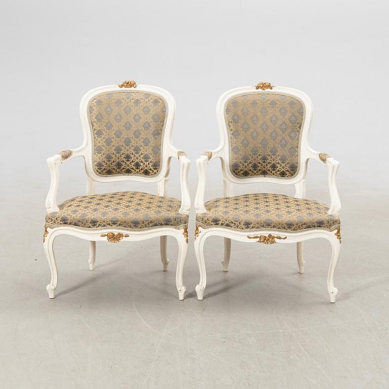 Karmstolar ett par Rokoko-stil 1900-talets andra hälft.