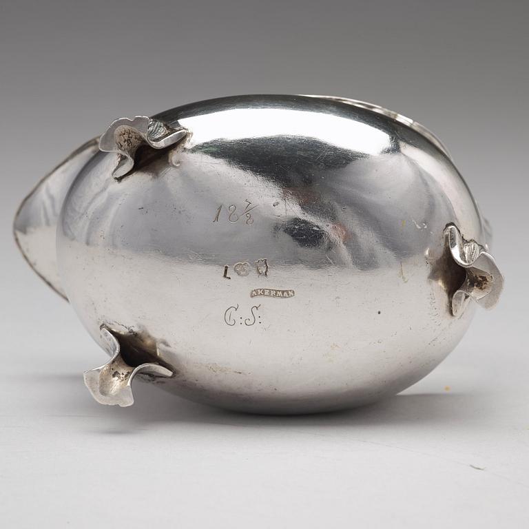 A Swedish 18th century parcel-gilt silver cream-/sauceboat, mark of Petter Åkerman, Stockholm 1769.