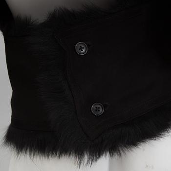 RALPH LAUREN, a black lambfur shawl / stola, size M.