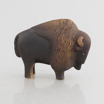 Lisa Larson, two stoneware figurines, 'Utter'(Otter) & 'Visent'(Wisent), WWF & Nordiska Kompaniet, Gustavsberg, 1975-87.