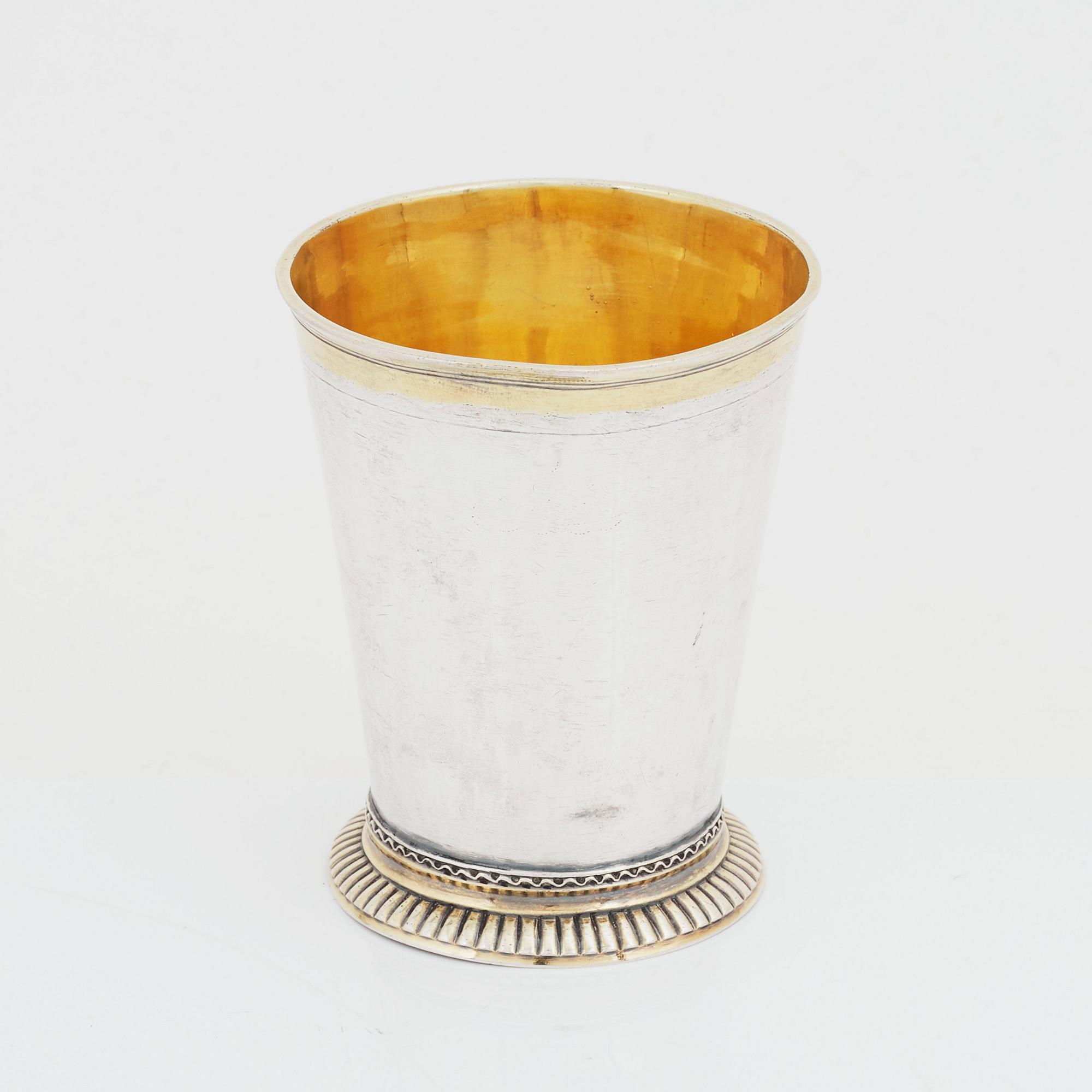 A Swedish early 18th century parcel-gilt silver beaker, mark of Petter Berendt, Stockholm 1702.