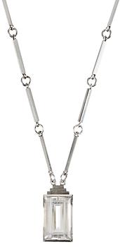 698. A Wiwen Nilsson sterling and rock crystal pendant and chain, Lund 1939.