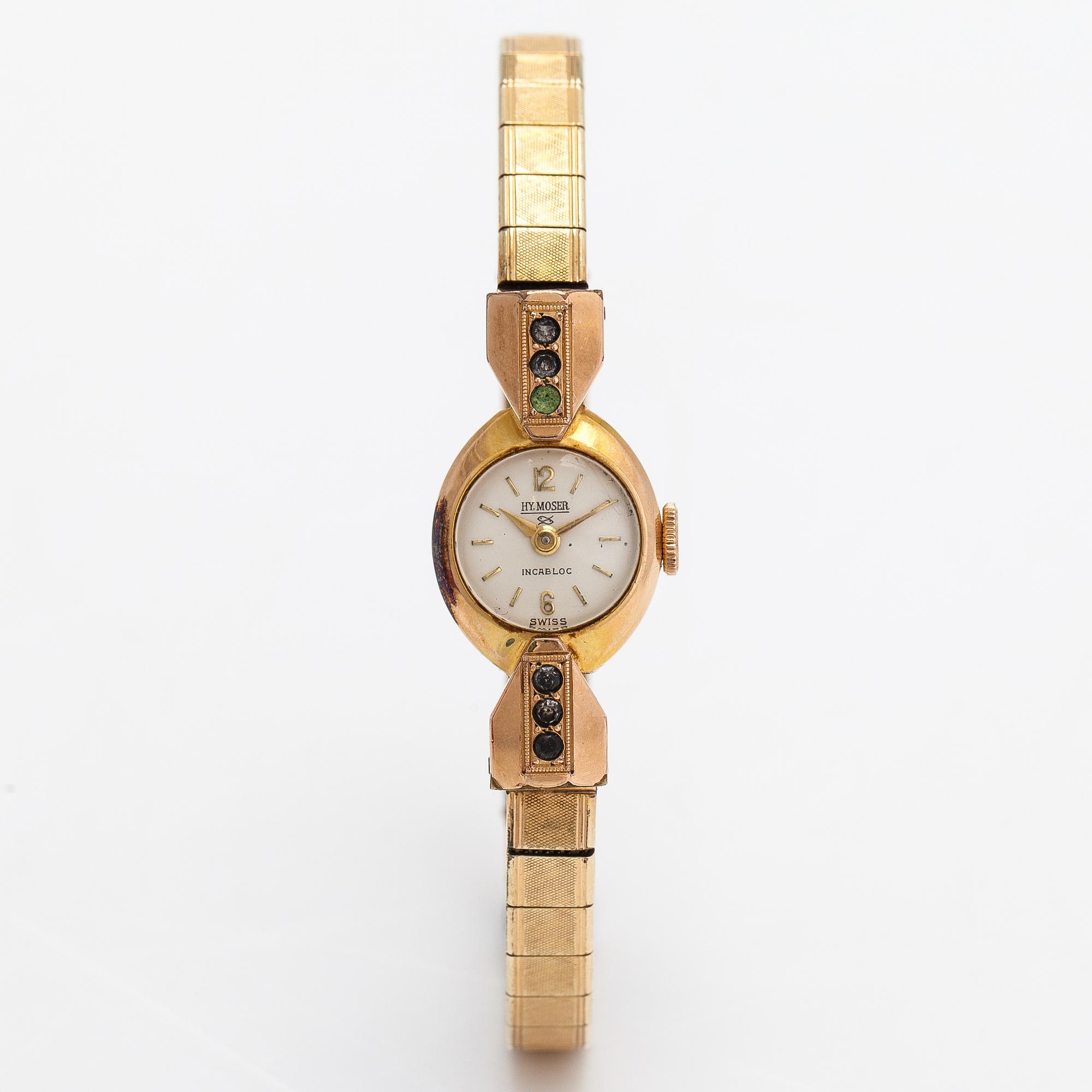 HY Moser, Incabloc, wristwatch, 15 mm.