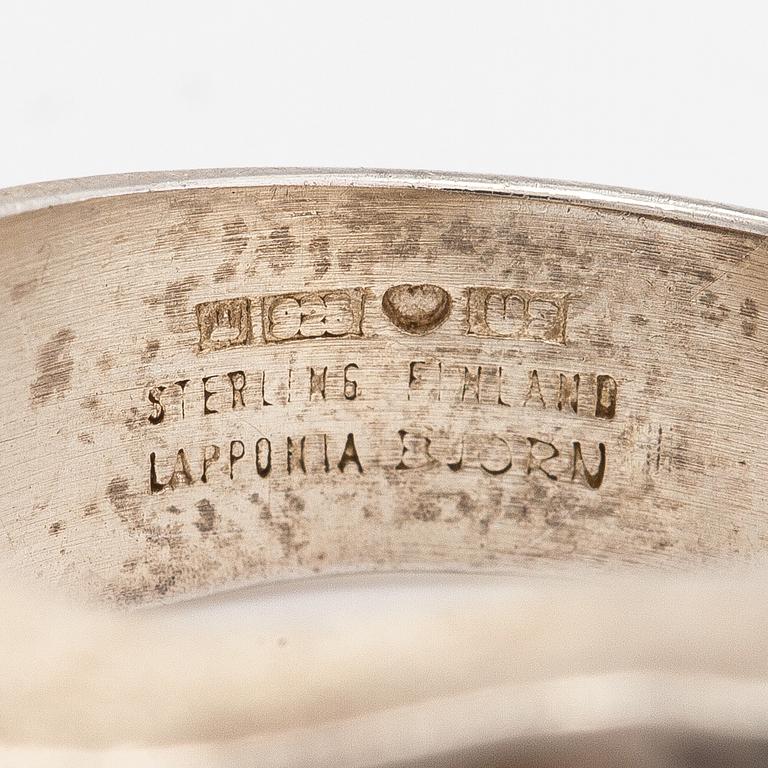 Lapponia, A sterling silver ring, a pair of earrings and a tie pin.