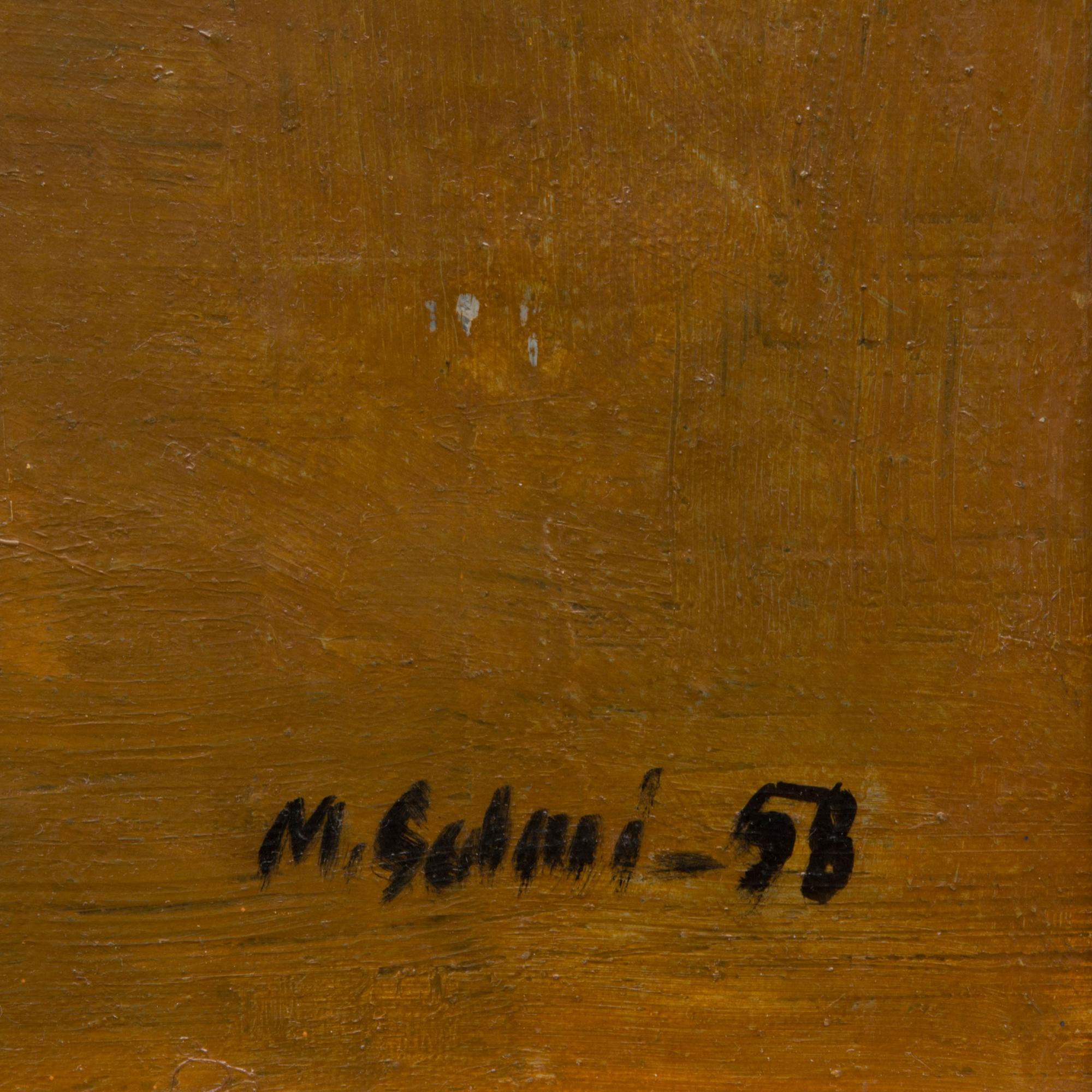 MAX SALMI, öljy kankaalle, signeerattu ja päivätty -58.