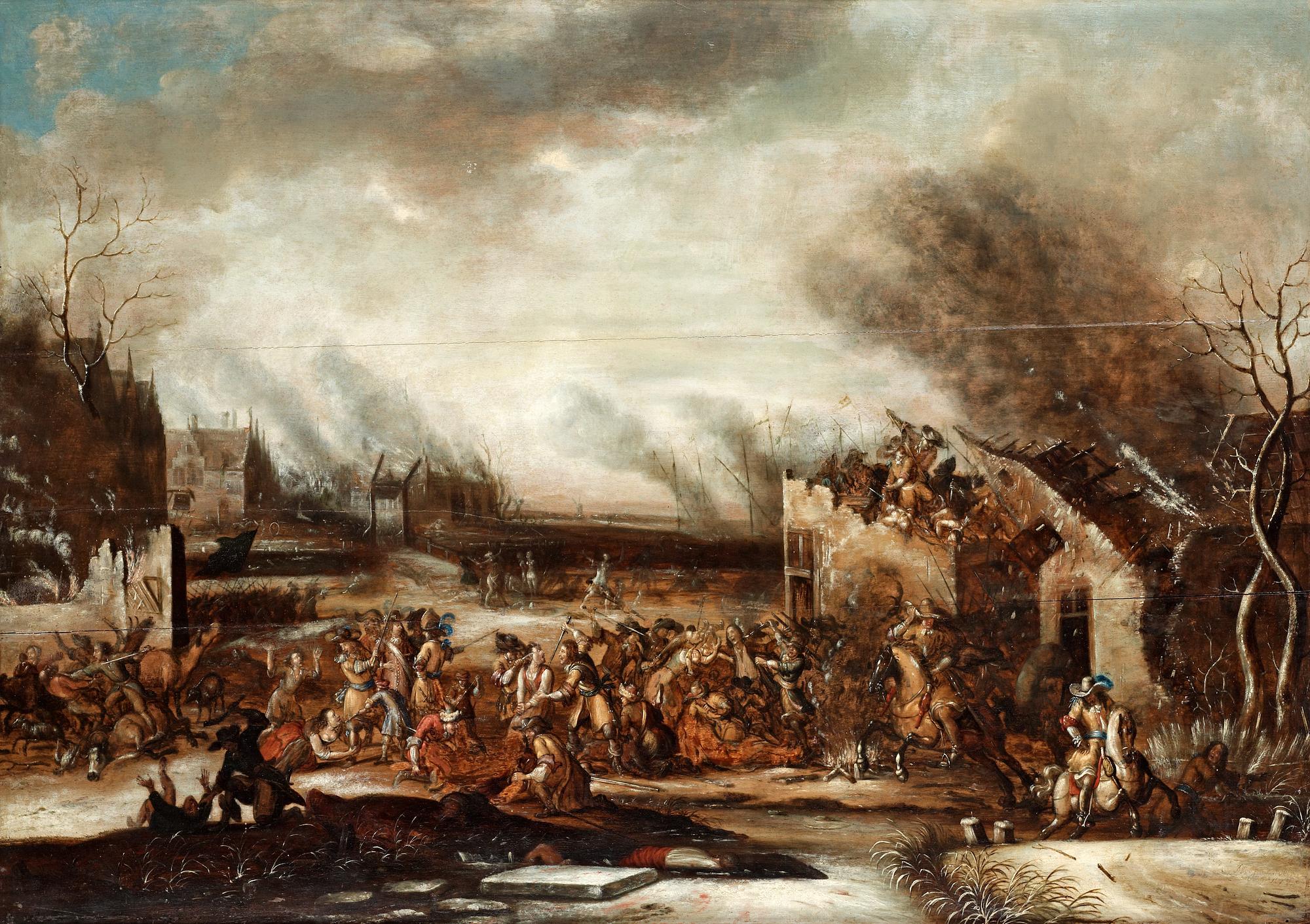 JOOST CORNELISZ DROOCHSLOOT, olja på pannå, signerad och daterad 1674.