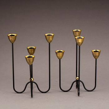 KANDELABRAR, ett par, smide och mässing, Gunnar Ander, Ystad Metall, 1900-talets andra hälft.