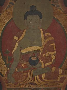 Thangka, Medicin Buddha, Tibet, sent 1900-tal.
