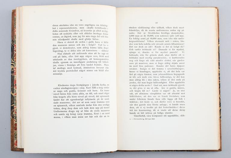 BÖCKER: August Strindbergs Samlade Skrifter, Bonniers förlag, 1900-talets första hälft, 55 volymer.