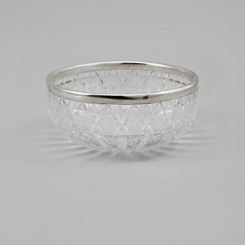 SKÅL, glas samt låghaltigt silver, 1900-tal.