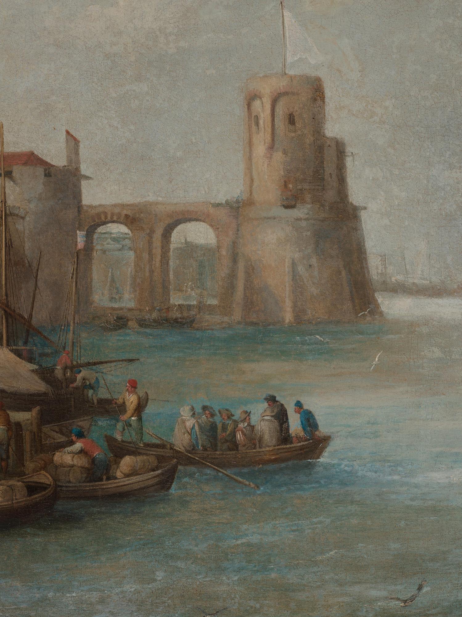 Abraham Willaerts Attributed to, Coastal Landscape with numerous Ships and Figures on the Shore.