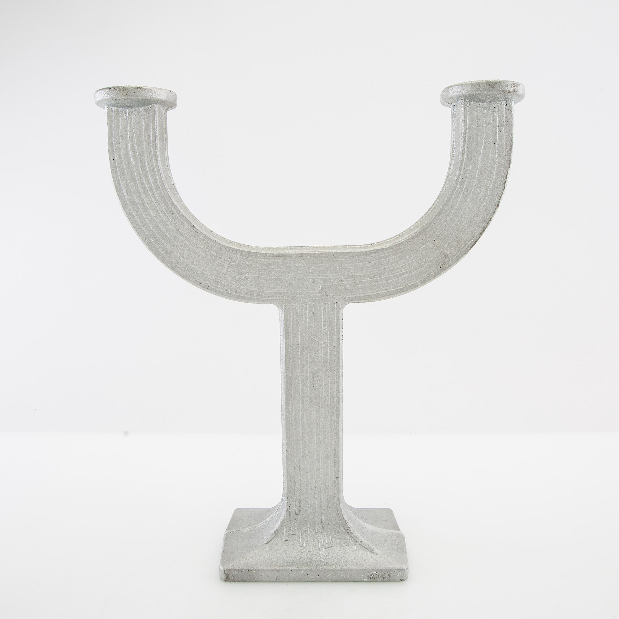 Signe Persson-Melin, candelabrum "Salut" for Byarums Bruk, late 20th century, cast aluminium.