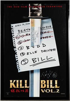 A signed film poster, 'Kill Bill Vol 2'.