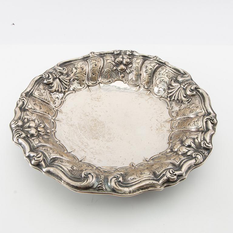 Bowl dish Baroque style silver Swedish import marks.