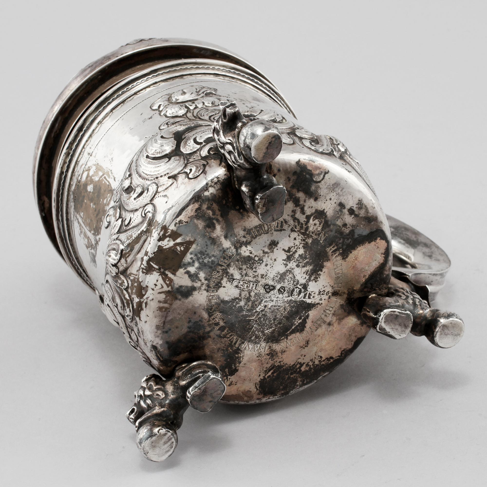 STOP, silver, barockstil, C G Hallberg, Stockholm, 1945. Vikt 725 g.
