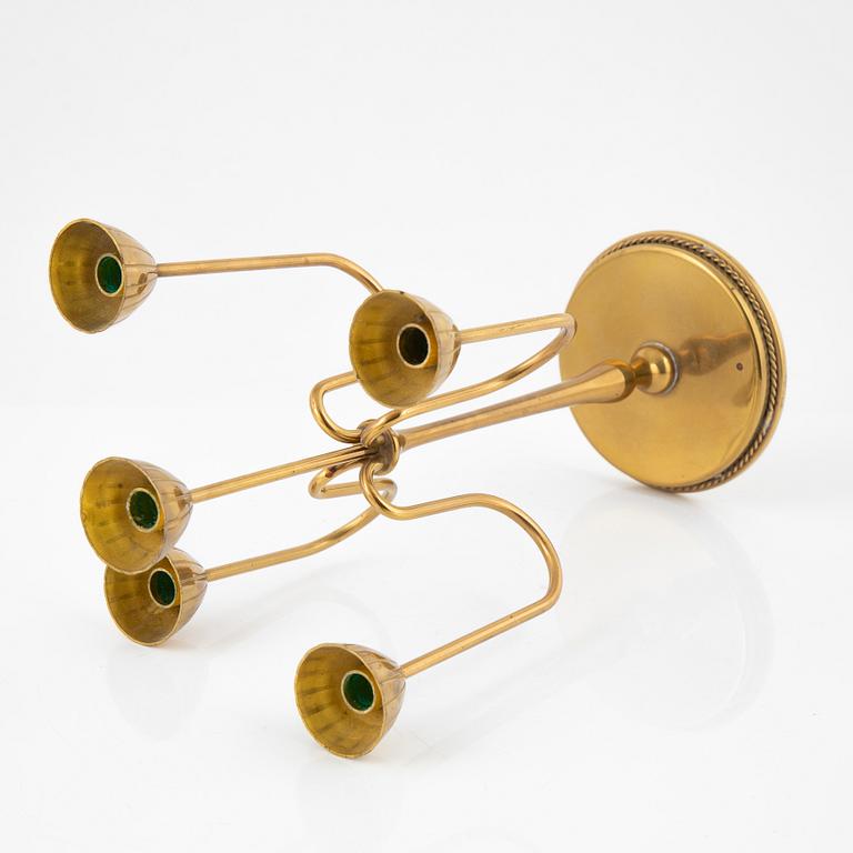 Gunnar Ander, a brass candelbrum. Ystad-Metall, Sweden, mid 20th Century.