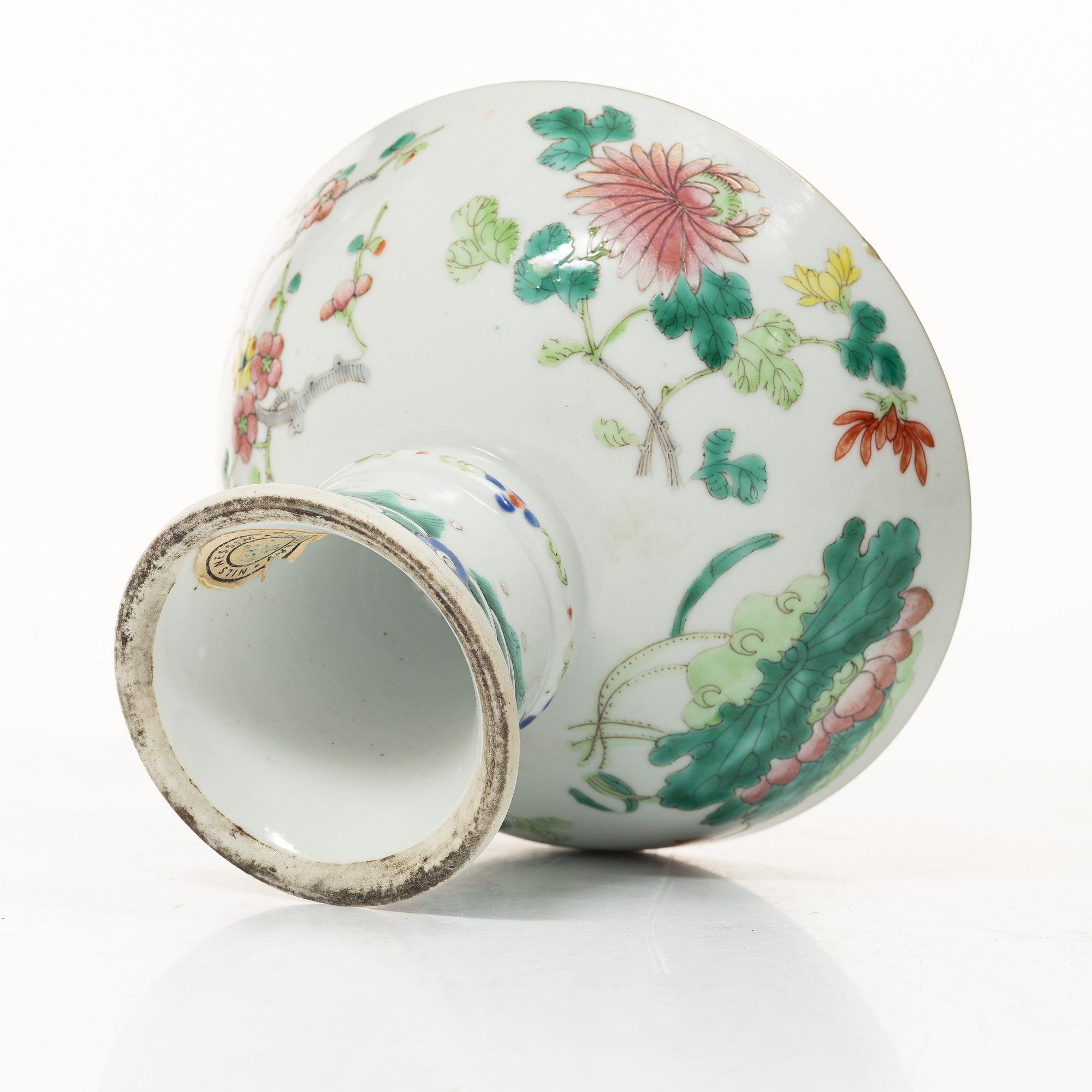 A pair of paintings on stone made in to wall scones and a stemcup, Qing dynasty, 19th century.